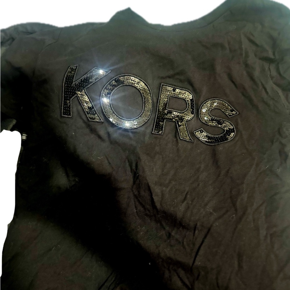 NEW! Women’s Michael Kors Black T-Shirt with Sequins "KORS" Size M